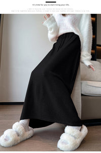 Drawstring tie slimming soft waxy knitted skirt