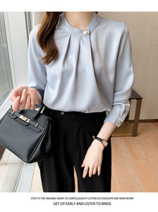 Professional shirt design niche long-sleeved satin commuter top