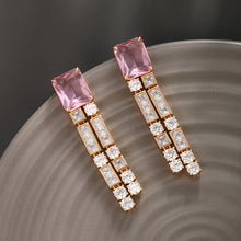 Load image into Gallery viewer, Inlaid Zirconia Gemstone Geometric Earrings
