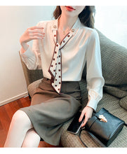 Load image into Gallery viewer, Spring and Autumn Slim Bow Lace Commuting Long Sleeve Shirt
