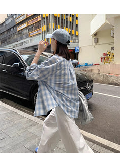 Plaid Spring and Autumn Lazy Style Temperament Sunscreen Shirt Jacket