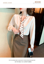 Load image into Gallery viewer, Spring and Autumn Slim Bow Lace Commuting Long Sleeve Shirt
