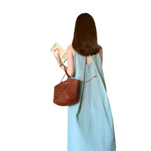 Load image into Gallery viewer, Loose suspender beach long skirt for seaside vacation travel
