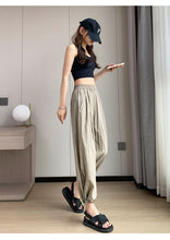 Load image into Gallery viewer, Thin loose wide-leg cool nine-point drawstring casual lantern pants
