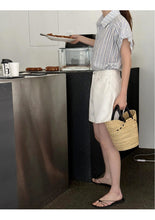 Load image into Gallery viewer, Striped short-sleeved petite design niche small flying sleeve shirt
