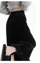 Load image into Gallery viewer, Velvet and furry autumn and winter style slit hip-hugging long skirt
