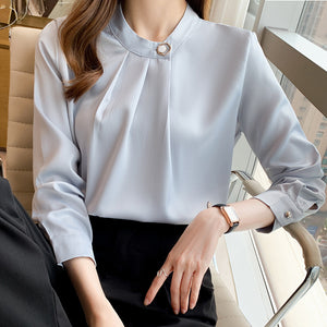 Professional shirt design niche long-sleeved satin commuter top