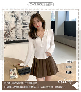 Loose Hooded Spring Zip Bottom Sweatshirt