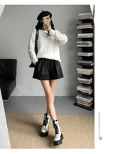 Load image into Gallery viewer, Washed leather A-line strap casual wide-leg shorts
