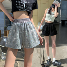 Load image into Gallery viewer, Sequined high-waist slimming loose a-line casual shorts
