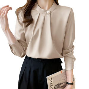 Professional shirt design niche long-sleeved satin commuter top