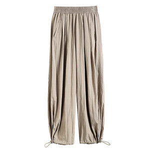 Thin loose wide-leg cool nine-point drawstring casual lantern pants