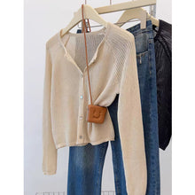 Load image into Gallery viewer, Hollow knitted micro-transparent simple ice silk sun protection jacket
