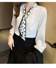 Load image into Gallery viewer, Spring and Autumn Slim Bow Lace Commuting Long Sleeve Shirt
