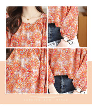 Load image into Gallery viewer, Chiffon round neck French style floral shirt
