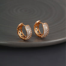 Load image into Gallery viewer, Hip-Hop Diamond Hoop Round Earrings
