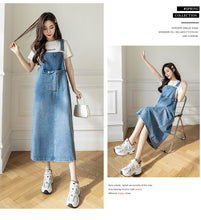 Load image into Gallery viewer, versatile denim suspender skirt
