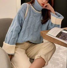 Load image into Gallery viewer, Sweet and fresh turtleneck knitted loose sweater
