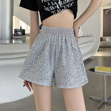 Load image into Gallery viewer, Sequined high-waist slimming loose a-line casual shorts
