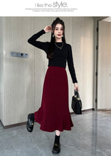 Load image into Gallery viewer, High-waisted fishtail skirt for petite slimming pear-shaped body

