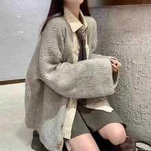 Load image into Gallery viewer, Autumn and winter lazy style retro v-neck sweater jacket

