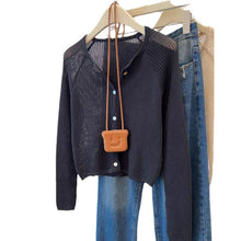 Load image into Gallery viewer, Hollow knitted micro-transparent simple ice silk sun protection jacket
