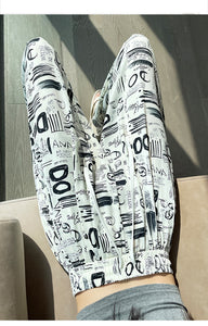 Printed wide-leg pants high waist straight leg mopping pants
