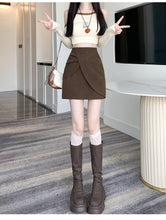 Load image into Gallery viewer, Pleated casual high-waisted hip-covering A-line skirt
