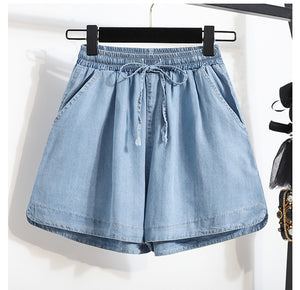 Slimming ice silk straight loose thin high waist shorts