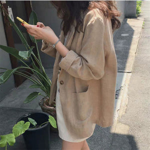 Thin casual versatile cotton and linen suit jacket