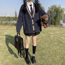 Load image into Gallery viewer, College style age-reducing outer long-sleeved loose-fitting jacket
