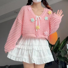 Load image into Gallery viewer, Gentle wind slimming off-shoulder ice silk v-neck sweater jacket
