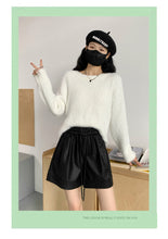 Load image into Gallery viewer, Washed leather A-line strap casual wide-leg shorts
