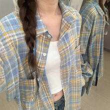 Load image into Gallery viewer, American retro plaid long sleeve loose casual shirt jacket
