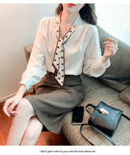 Load image into Gallery viewer, Spring and Autumn Slim Bow Lace Commuting Long Sleeve Shirt
