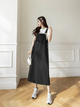 Load image into Gallery viewer, versatile denim suspender skirt
