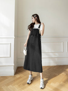 versatile denim suspender skirt