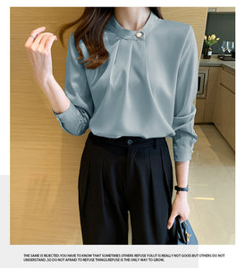 Professional shirt design niche long-sleeved satin commuter top