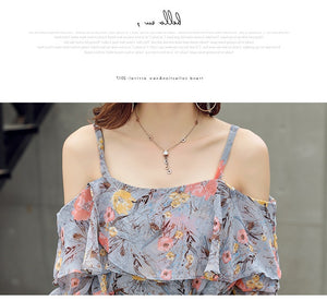 Sling Style Sweet Floral Off-shoulder Dress