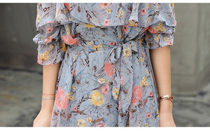 Sling Style Sweet Floral Off-shoulder Dress