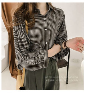 New Women's Loose BF Lantern Long-sleeved Shirt