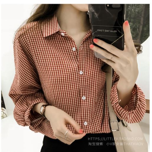 New Women's Loose BF Lantern Long-sleeved Shirt