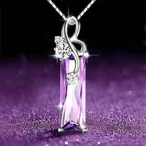 Purple 925 silver Crystal necklace set