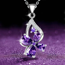 Load image into Gallery viewer, Purple 925 silver Crystal necklace set
