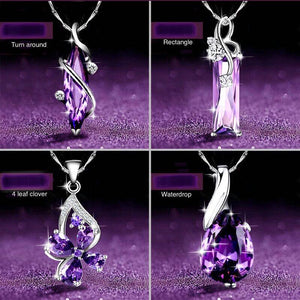 Purple 925 silver Crystal necklace set