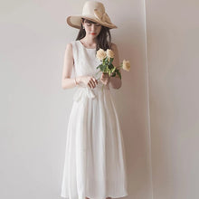 Load image into Gallery viewer, High Waist Sleeveless White Long Skirt Dress
