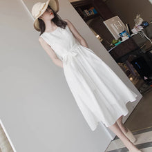 Load image into Gallery viewer, High Waist Sleeveless White Long Skirt Dress

