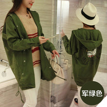 Load image into Gallery viewer, Korean Casual Print Loose Trench Coat Hooded Jacket
