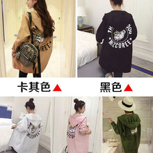 Load image into Gallery viewer, Korean Casual Print Loose Trench Coat Hooded Jacket
