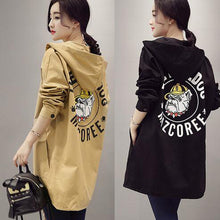 Load image into Gallery viewer, Korean Casual Print Loose Trench Coat Hooded Jacket
